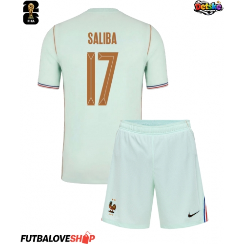 Dres Francúzsko William Saliba #17 Preč pre deti MS 2026 Krátky Rukáv (+ trenírky)